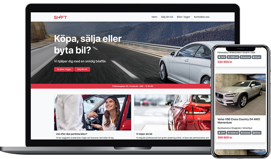 Skapa en hemsida till bilhandlare i Sundsvall